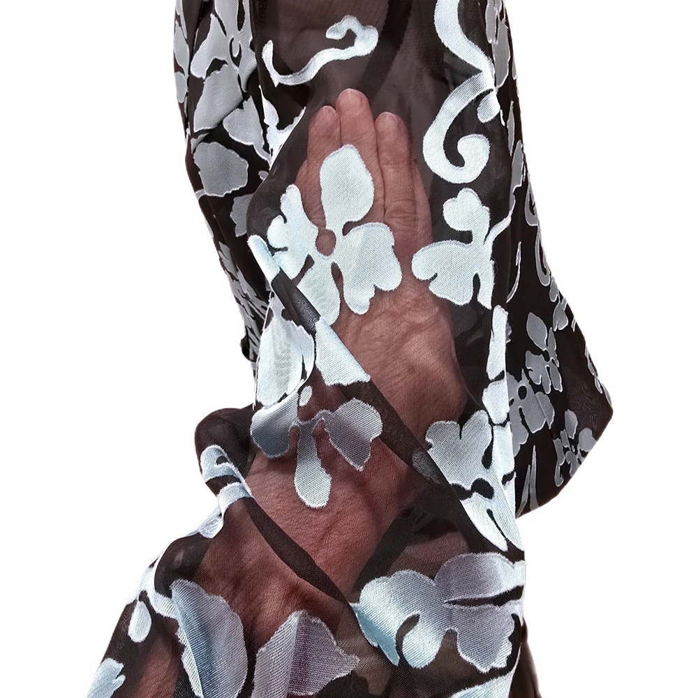 Vintage 90s Alex Evenings Petite MP Sheer Floral Evening Jacket Frog Closure - Picture 8 of 10